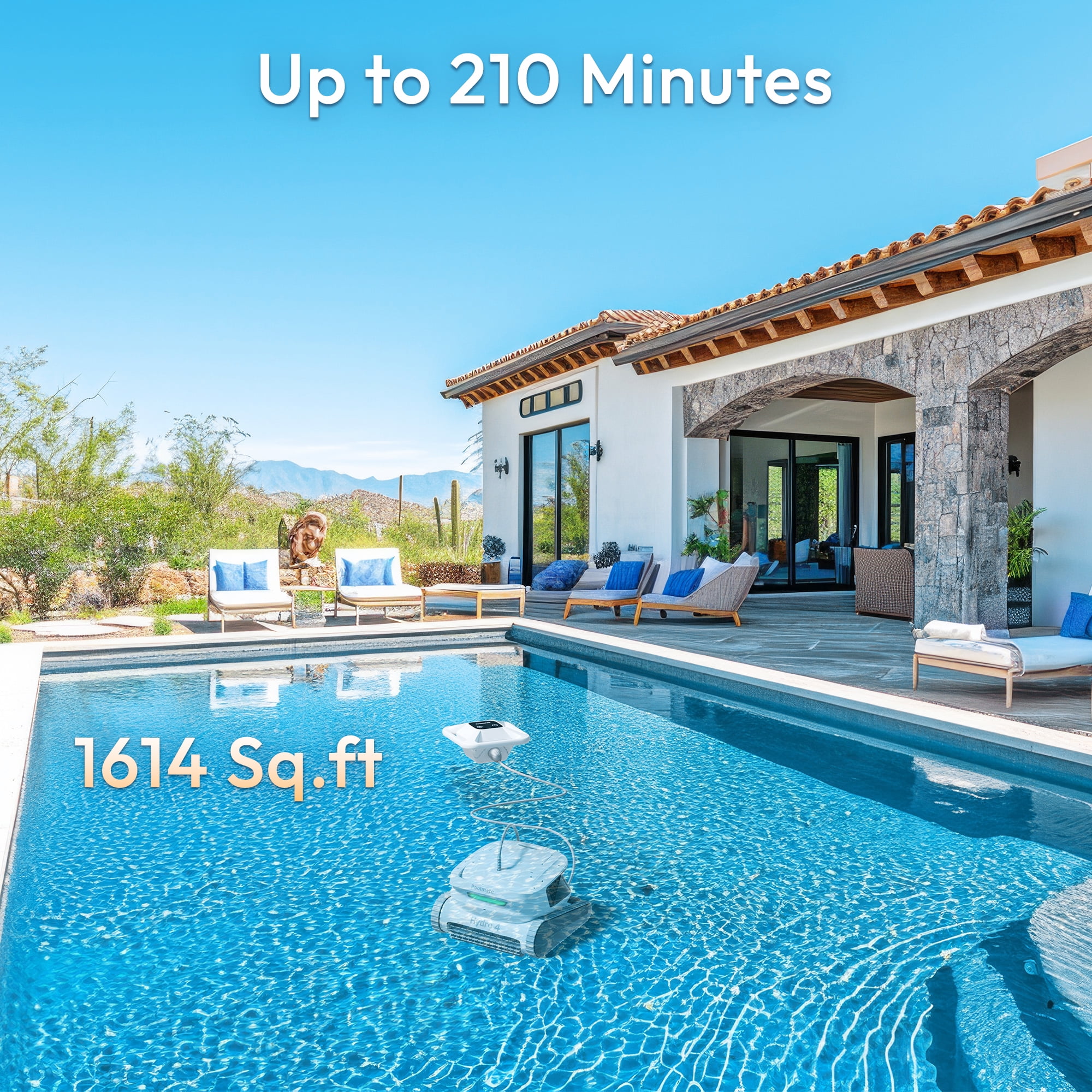 Hydro 4 Cordless Robotic Pool Cleaner,Pool Vacuum for Inground Aboveground Pools, 4.1L Filter Basket, Floor Wall Waterline Cleaning, Pool Cleaner Robot Ideal for Pools up to 50 FT in Length