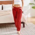thumbnail image 2 of jtjvou Womens Fleece Pajama Pants, Winter Warm Fuzzy Lounge Bottoms Long Soft Plush Fluffy Pj Pants with Pockets Red XXL, 2 of 7