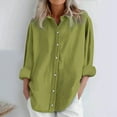 thumbnail image 2 of Womens Linen Blend Long Sleeve Blouse Loose Fit Breathable Comfort Casual Shirt, 2 of 7