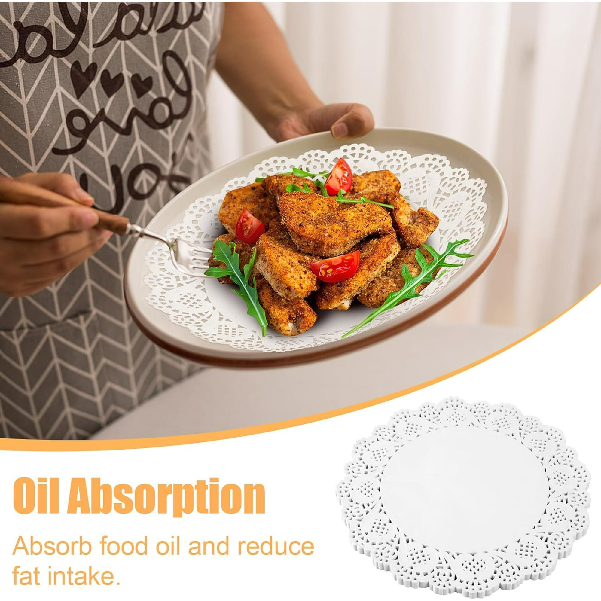 Set Of 200 Disposable Lace Paper Placemats, Assorted Sizes For Cakes Desserts Crafts, Round