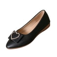 thumbnail image 2 of pwidon Women's Ballet Flats Slip On Flat Rhinestone Heart Bow Comfort Office Walking Casual Dress Shoes Black 5, 2 of 5