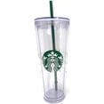 thumbnail image 1 of Vaso Starbucks Clear Venti Cold Cup de 700 ml con pajita verde, 1 of 3