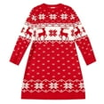 thumbnail image 4 of Fiaer Women's Christmas Sweater Dress Oversized Crew Neck Funny Reindeer Floral Printed Plus Size Long Sleeve Long Pullover Slim Fit Tops Red XL, 4 of 4