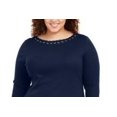 thumbnail image 2 of Karen Scott Womens Grommet Trim 3/4 Sleeve Top, 2 of 3