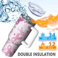 thumbnail image 5 of Pink Breast Cancer Tumbler with Handle and Lid,40oz Double Wall Vacuum Insulated Tumbler,Cups Gift for Women and Men, 5 of 7