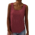 thumbnail image 2 of Sparkly Sequin Tank Tops for Women Scoop Neck Loose Fit Shiny Sequins Sleeveless Shirt Rave Party Clubwear, 2 of 7