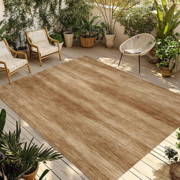 Brown Wooden Outdoor Rug for Patio/Deck/Porch, Non-Slip Large Area Rug 5 x 8 Ft, Vintage Western Country Wooden Plank Indoor Outdoor Rugs Washable Area Rugs, Reversible Camping Rug Carpet Runner