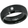 thumbnail image 2 of 0.05ctw Diamond Cobalt Ring - 8mm Black Cobalt Chrome Mens Beveled Wedding Band Anniversary Ring - #395s8, 2 of 3