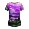 thumbnail image 4 of Dyegold Womens Summer Casual T-Shirts Round Neck Floral Printed Short Sleeve Graphic Tee Tops Loose Fitting Comfy Tunic Tops, 4 of 5