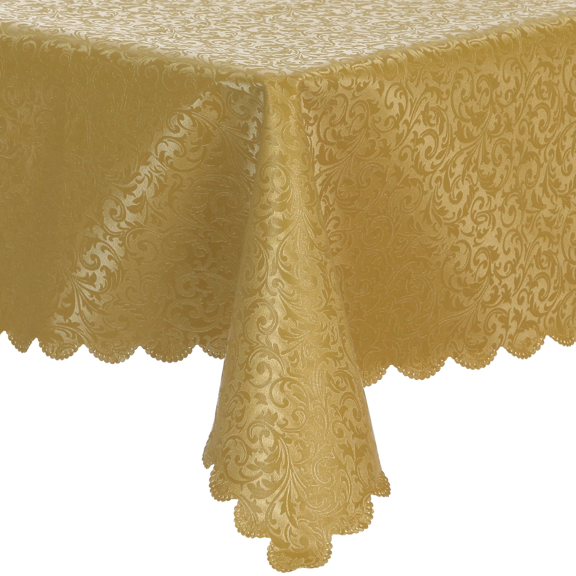 Unique Bargains Waterproof Vinyl Tablecloth, Wrinkle-Resistant Washable Table Cover Gold 47x47inch