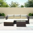 thumbnail image 2 of Abble 3 Piece Patio Furniture Set Outddor Wicker Sectional Conversation Sofa Set with Cushions - Brown, 2 of 5