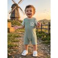 thumbnail image 4 of Mono para bebé niño, manga corta, cuello redondo, a cuadros, ropa de verano para uso diario informal., 4 of 9