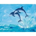 thumbnail image 2 of DeRice, Julie 14x12 White Modern Wood Framed Museum Art Print Titled - Soaring Dolphins I, 2 of 4