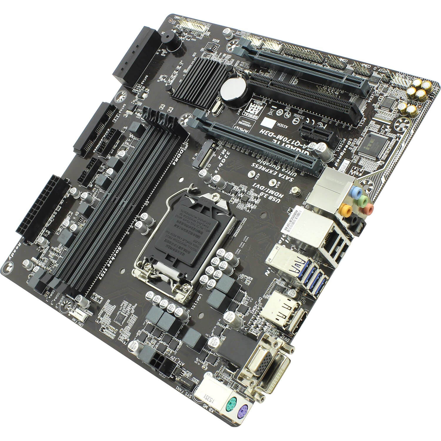 Gigabyte Ultra Durable GA-Q170M-D3H Desktop Motherboard, Intel Q170 Chipset, Socket H4 LGA-1151, Micro ATX - image 3 of 5