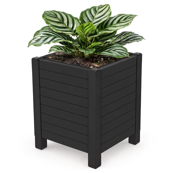 Tierra Verde Flora Cube Planter Box, 17 in x 17 in for Patios or Decks, Black