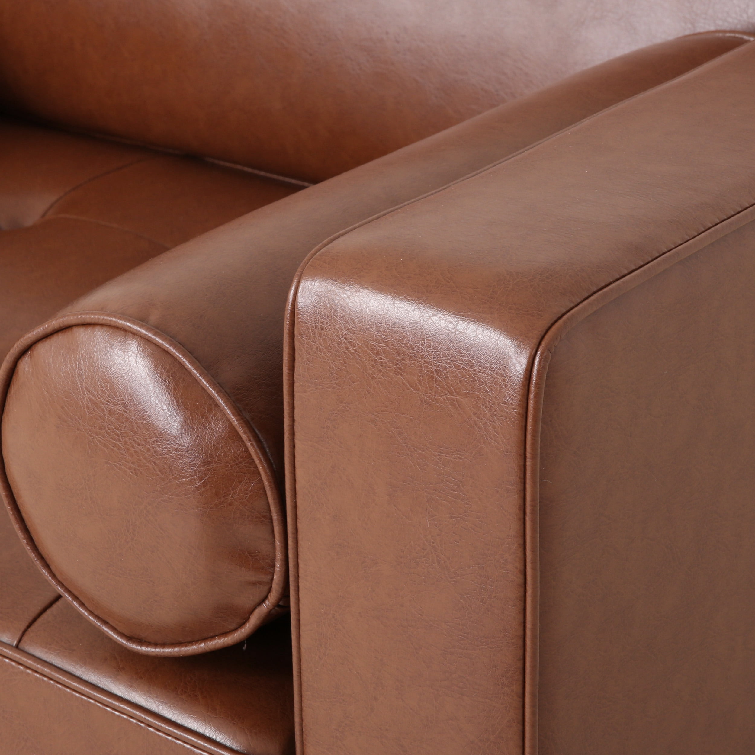 Noble House Portage Faux Leather Club Chair, Cognac Brown