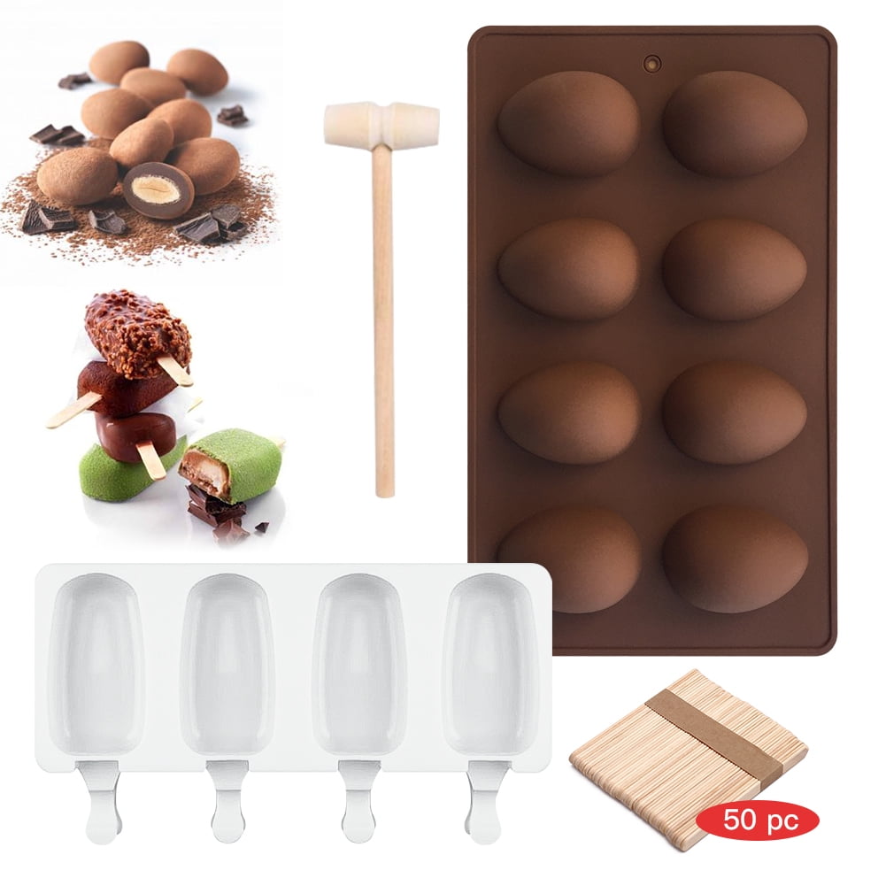 Kepooman Kitchen Egg Shape Silicone Treat Mold Set for Chocolate Candy Baking Cupcake Jello Soap, Hammer & Sticks, Multi-color Kepooman Kitchen Egg Shape Silicone Treat Mold Set for Chocolate Candy Baking Cupcake Jello Soap, Hammer & Sticks, Multi-color