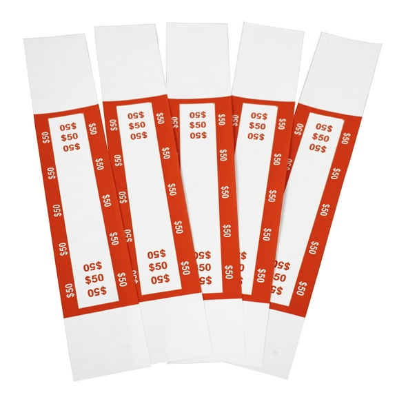 Royal Sovereign $50 Currency Straps, Orange, 1000 Count (RMCS-0050)