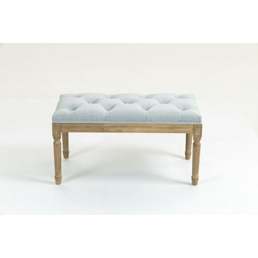 32"inch Dining Benches, Upholstered Ottoman Bench, Bed Bench for Bedroom Dining Room Living Room Entryway, Light Gray