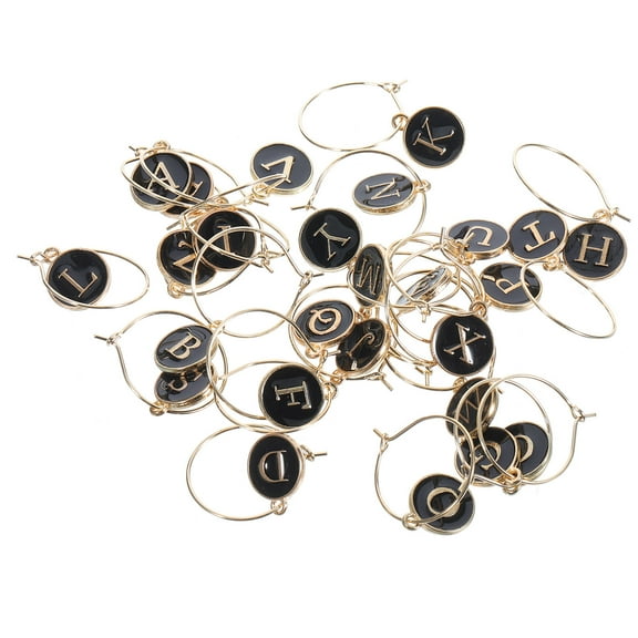 26pcs Alphabet Wine Glass Charms A-Z Letter Drink Markers Metal Stem Glass Tags Identifier Decor for Parties Events