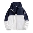 thumbnail image 2 of Men’s Sun Protection Color Block Jacket Waterproof Lightweight Full Zip Hoodie for Running Travel Outdoors Size 5XL White, 2 of 5