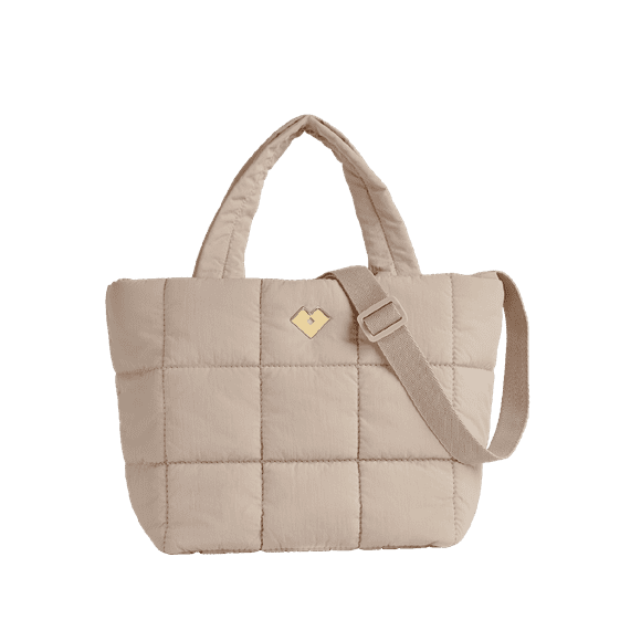 Bolsa Mujer tipo Tote Bag y Crossbody Acolchada, LuckyLy Ligera con Múltiples Compartimentos y Repelente al Agua, Bolsa Bandolera de Mano y al Hombro Cruzada, Ideal como Bolso de Viaje beige UNITALLA