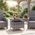 thumbnail image 4 of Gymax 22'' Patio Rattan Square Side End Table Garden Bistro Umbrella Stand Table W/Hole Mix Gray, 4 of 10