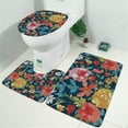 thumbnail image 2 of Pioneer Flower Floral Print Pattern Bathroom Rugs Sets 3 Piece,Toilet Cover Set,Absorbent Non Slip Bathroom Mats Sets with U-Shaped Contour Rug Toilet Rug Set, 2 of 5