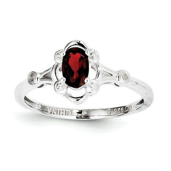 925 Sterling Silver Polished Open back Garnet and Diamond Ring Size 8 Measures 2mm Wide Jewelry Gifts for Women