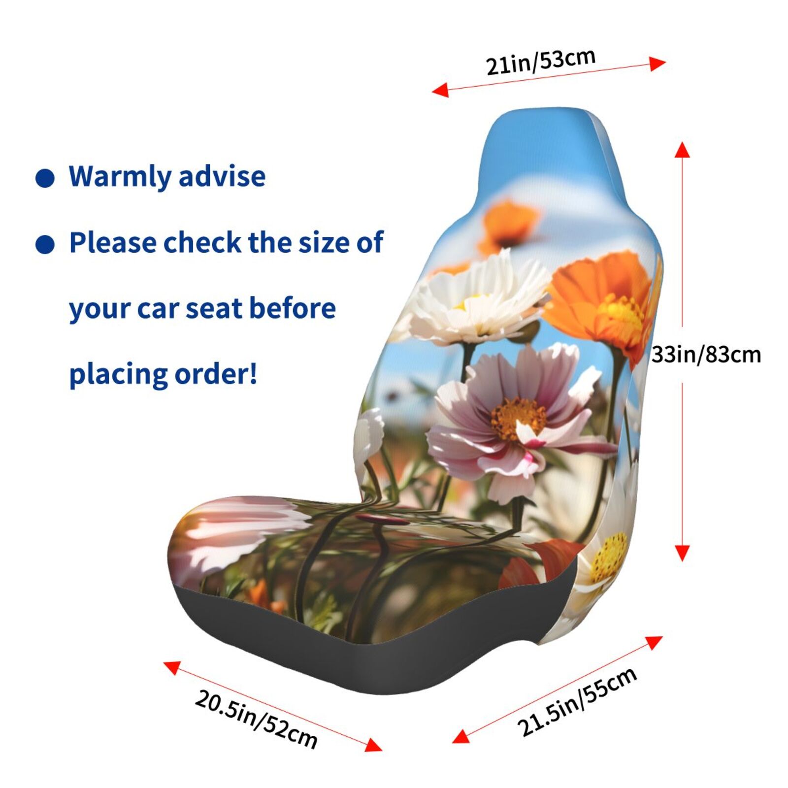 Naloa Vibrant Field Of Blossoms Car Seat Covers Universal Front Seat Coves for Car Accessories ,Padded Car Covers for Automotive, SUV, Truck, and Van