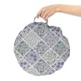 thumbnail image 2 of Natural Round Floor Cushion with Handle, Botanical Theme Floral Ornaments Inside Rhombus Shapes Along Flowers and Leaves, Decorative Pillow for Living Room & Dorms, 18" Round, Multicolor, by Ambesonne, 2 of 4
