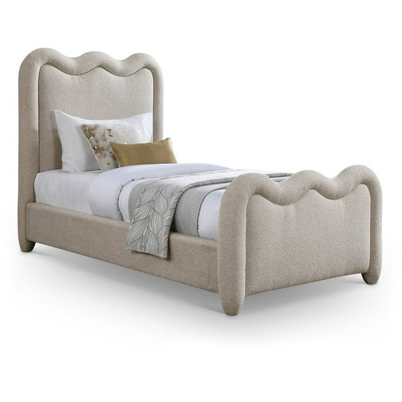 Meridian Furniture Gavin Beige Chenille Fabric Twin Bed