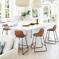 thumbnail image 3 of LUE BONA 24'' Counter Height Bar Stools with Back, Faux Leather for Home Kithchen Island, Red Brown, 3 of 10