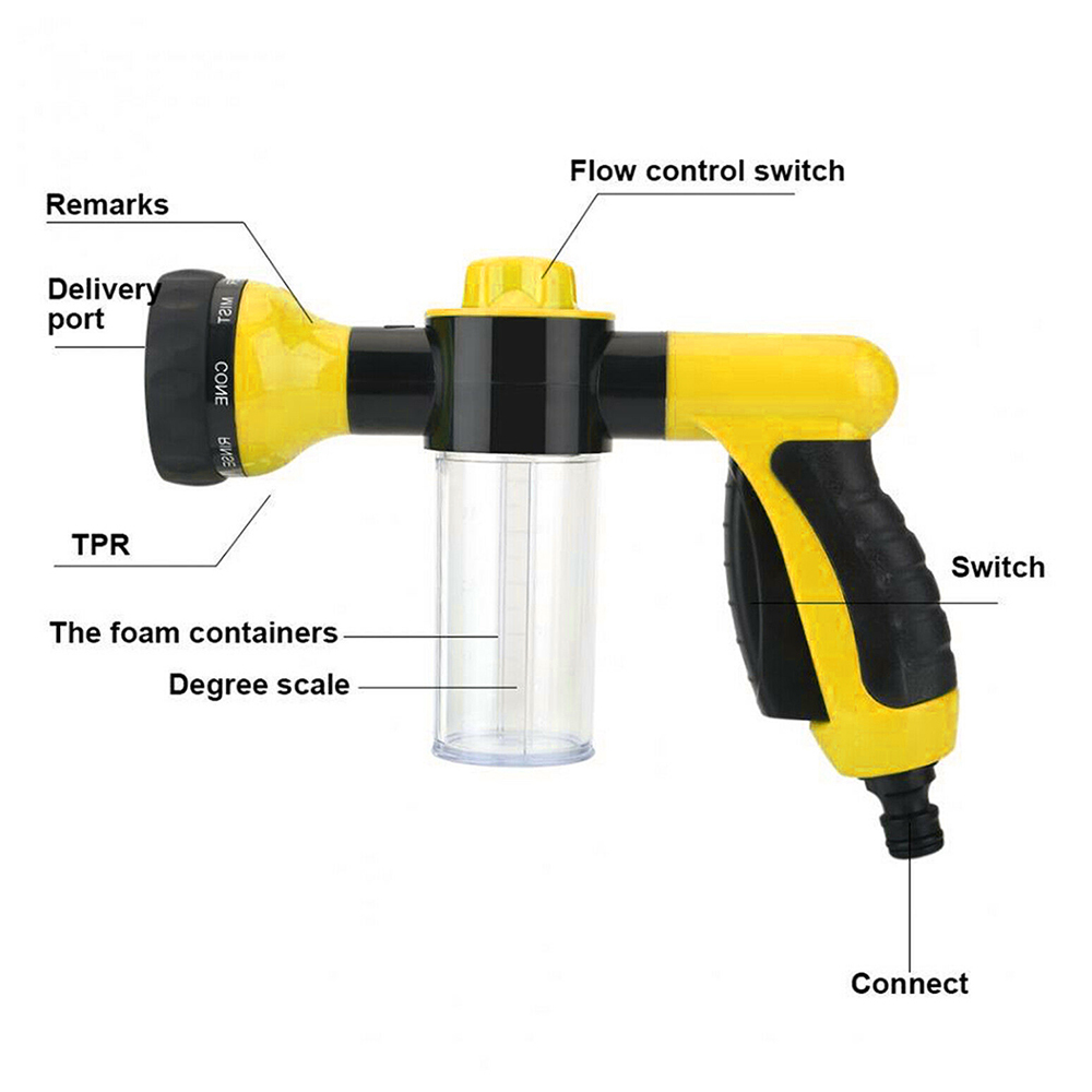 Hose Spray Nozzle, High Pressure Garden Hose Nozzle with Soap Dispenser, Car Wash Foam Gun for Watering Plants, Cleaning