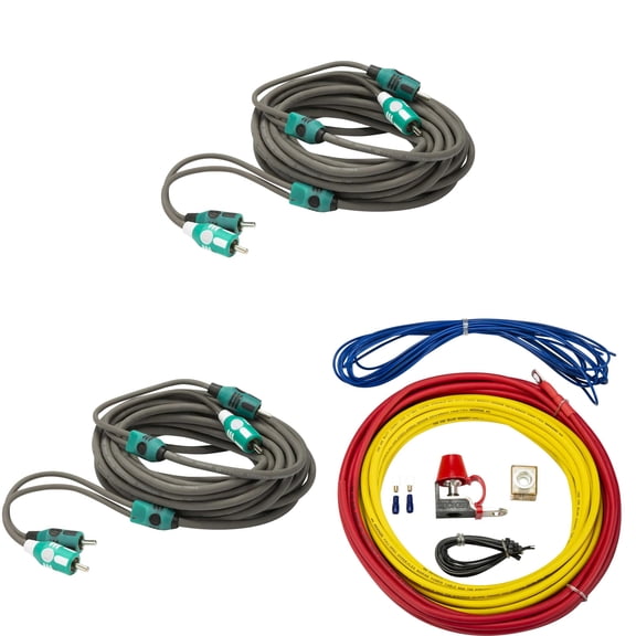 Kicker 47KMPK8 Marine 8awg Amp Power Kit & (2) 47KMI7 7 Meter RCA Cable