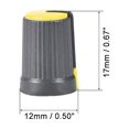 thumbnail image 2 of 8Pcs Perilla de Control de Volumen Potenciómetro Tapa Plástica Amarilla Diámetro del Eje de 6mm. Perilla Rotativa de 12mm de Diámetro x 17mm, 2 of 3