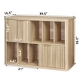 thumbnail image 3 of LELELINKY Record Player Furniture, Vinyl Record Storage Cabinet, Record Player Stand Holds up to 450 Albums with 6 Shelves & 2 Enclosed Storage Space, Natural Wood, 3 of 10