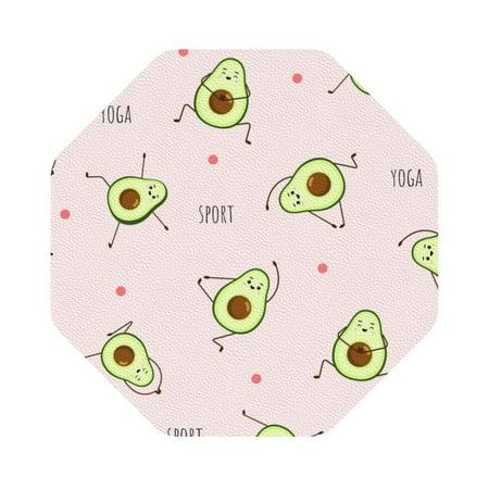 

Zeuib Avocado Doing Sport Yoga Print Set of 6 Coasters for Drinks Glass & Cups Stain Protection Table Coaster Set Decorative Coffee Cup Coasters Housewarming Gift for Home Decor Octagon