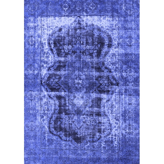 Ahgly Company Machine Washable Indoor Rectangle Persian Blue Bohemian Area Rugs, 7' x 9'