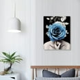 thumbnail image 3 of RUIYC Modern A Garland of White Flowers on Her Head Wall Art Woman Posters Black Background Canvas Artwork Ready to Hang for Bedroom Home Decoration - 16x20in, 3 of 4
