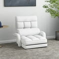 thumbnail image 2 of Costway Folding Floor Single Sofa Recliner Chair W/ a Pillow 5 Adjustable Backrest Position Leisure Lounge Couch White, 2 of 11