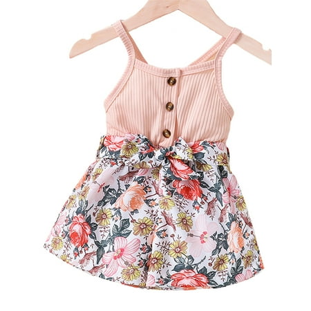 

Haite Infant Sleeveless Solid Color Tank Shorts Elastic Waist Crew Neck Top Outfit Photograph Floral Print Button Down Romper