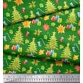 thumbnail image 3 of Soimoi Green Cotton Cambric Fabric Gifts & Christmas Tree Printed Craft Fabric by the Yard 42 Inch Wide, 3 of 3
