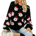 thumbnail image 3 of Suéteres de Punto con Estampado de Leopardo para Mujer, Informales, de Larga y Cuello Redondo. Negro L, 3 of 8