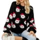 thumbnail image 3 of Suéteres de Punto con Estampado de Leopardo para Mujer, Informales, de Larga y Cuello Redondo. Negro L, 3 of 8