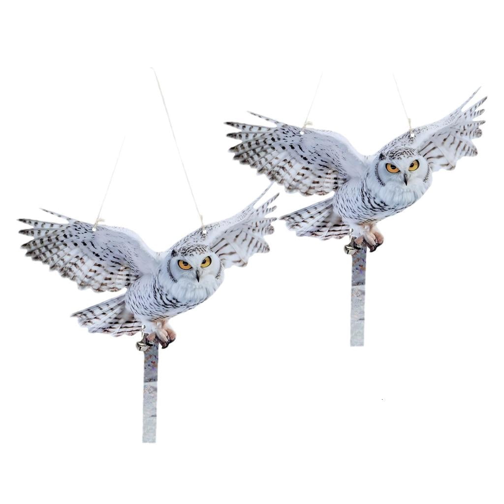 AOOOWER Double Sided Bird Scarer Device Owl Decorations with Reflective Strips and Bells to Scare Birds from Trees