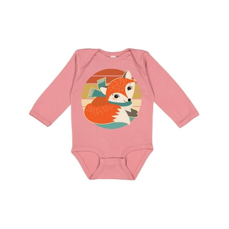 

Inktastic Woodland Fox Retro Sunset Gift Baby Boy or Baby Girl Long Sleeve Bodysuit