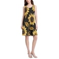 thumbnail image 2 of FORMRS Summer Dress for Women Loose U Neck Sleeveless Midi Beach Sundresses with Pockets, Black Sunflower Pattern, 2 of 8