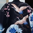 thumbnail image 7 of Men's Kimono Cardigan Jacket Japanese Style Flying Crane Seven Sleeves Open Front Coat, 7 of 7