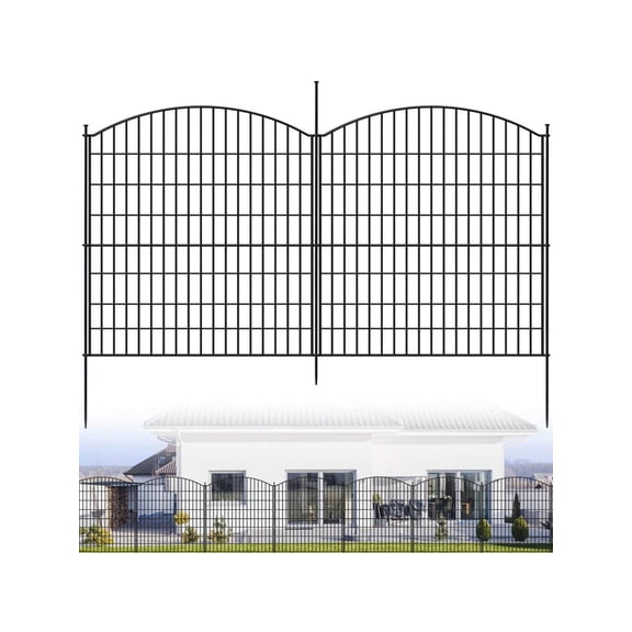 EastVita Home Metal Decorative Garden Fence 10 or 15 Panels No Dig Decorative Fence With Gate For Outdoor Yard Patio Animal Barrier Rustproof Metal Wire Panel Temporary Dog Fence- Horizontal